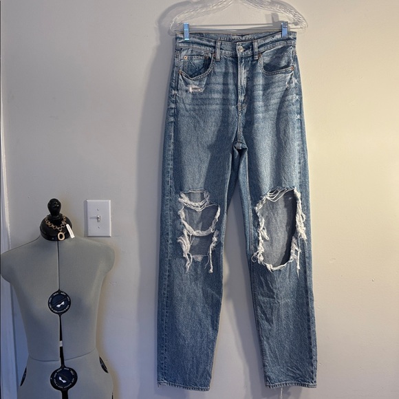 AE Strigid Ripped Highest Waist Baggy Straight Jean - Picture 3 of 13